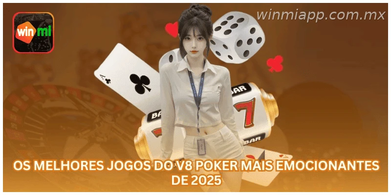 V8 Poker com opções de aposta, pagamentos e controle de risco